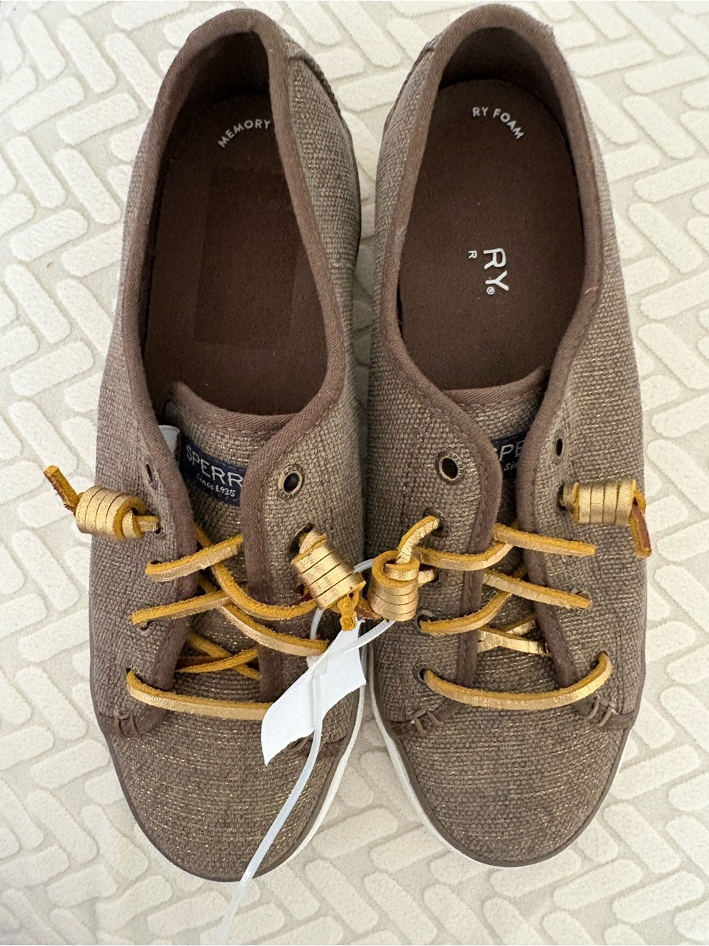 Sperry Brown Canvas Women's Casual Slip-On Sneakers